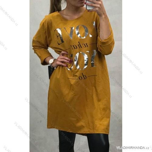 Šaty dlouhý rukáv dámské LOVE (uni l-xl)  ITALSKá MODA IM7191004