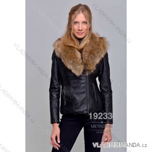 Women's winter leather jacket with fur (S-2XL) METROFIVE MET19002
