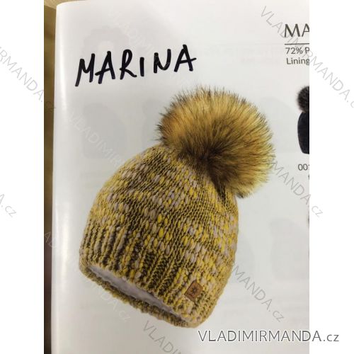 Čepice s bambulí zimní dámská (ONE SIZE) WOOLK POLSKÁ MÓDA PV419MARINA