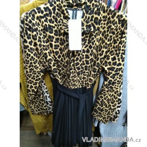 Leopard Pattern Long Sleeve Dress with Belt Women's (uni sl) ITALIAN FASHION IM919881
