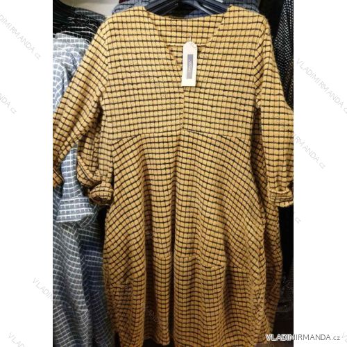 Šaty teplé dlouhý rukáv dámské nadrozměrné (uni XL/2XL) ITALSKá MóDA IM12190107