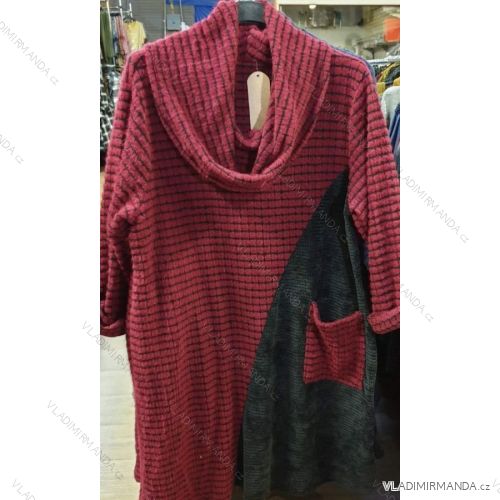 Šaty teplé dlouhý rukáv s kapsičkou dámské nadrozměrné (uni XL/2XL) ITALSKá MóDA IM12190115