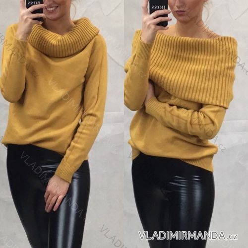 Sweater with Collar Warm Knit Long Sleeve Women's (uni m / L) ITALIAN FASHION IM519561