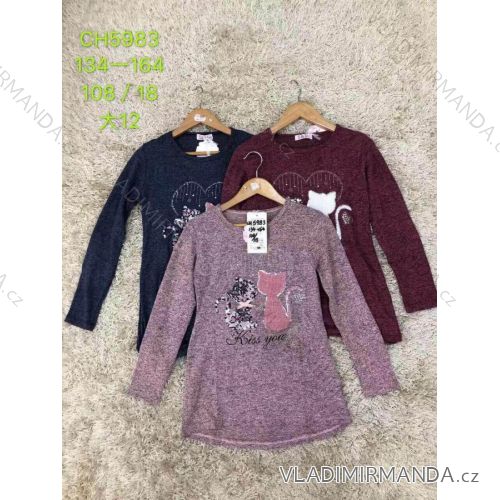 T-shirt long sleeves warm with sequins youth girls (134-164) SAD SAD19CH5983
