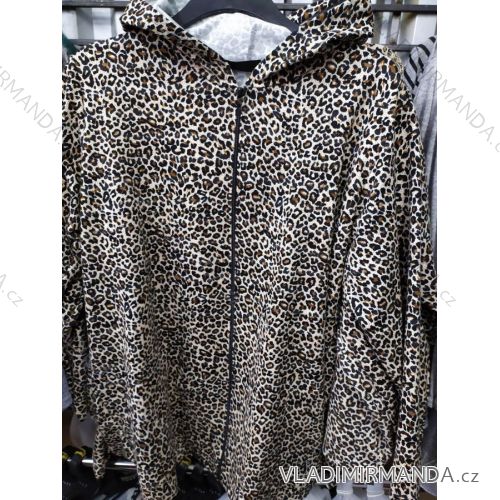 Mikina leopardí vzor s kapucí dlouhý rukáv dámská nadrozměrná (xl-4xl) POLSKá MóDA PM120010