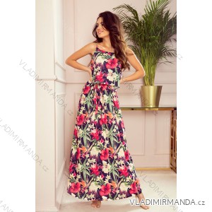 294-1 A long summer dress with straps - red flowers NMC-294-1
