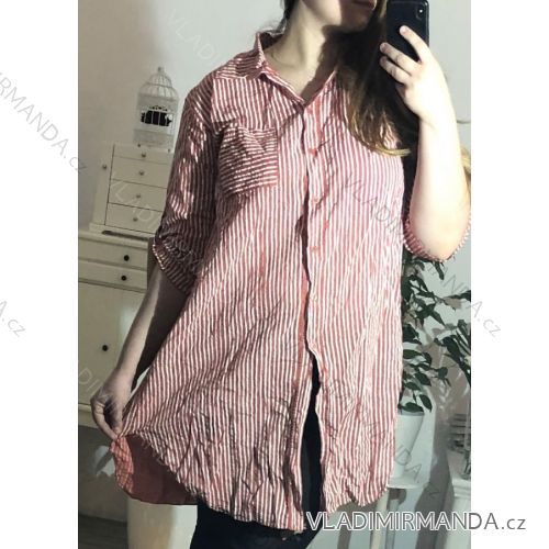 Košile dlouhý rukáv dámská nadrozměrná (UNI XL-2XL) ITALSKÁ MÓDA IM620033