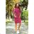 13-111 Sports dress with binding and pockets - burgundy + polka dots
