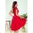 300-2 PATRICIA - long lace neckline dress - Red
