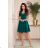 307-2 POLA Dress with Frills on the Neckline - Green
