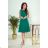 308-1 KARINE - Trapezoidal Dress with Asymmetrical Pleat - Green
