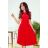 311-1 LILA Pleated dress with short sleeves - red
