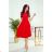 311-1 LILA Pleated dress with short sleeves - red
