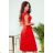 311-1 LILA Pleated dress with short sleeves - red
