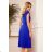 311-2 LILA Pleated dress with short sleeves - Royal Blue
