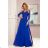 309-2 AMBER elegant lace long dress with a neckline - Royal blue