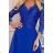 309-2 AMBER elegant lace long dress with a neckline - Royal blue