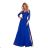 309-2 AMBER elegant lace long dress with a neckline - Royal blue