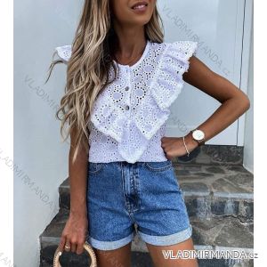 Shirt blouse short 3/4 sleeve lace ladies (UNI SL) ITALIAN FASHION IM13014