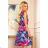 296-3 VICTORIA Trapezoidal dress with blue and pink flowers