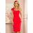 318-1 Midi dress with a nice neckline - red