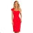 318-1 Midi dress with a nice neckline - red