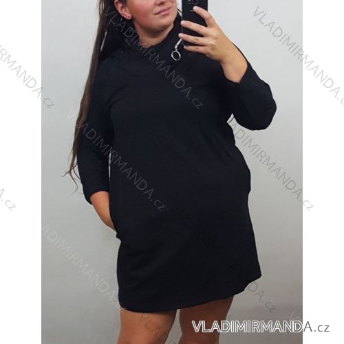 Šaty mikinové dlouhý rukáv s kapucí dámské oversize (UNI S/M/L/XL) ITALSKÁ MÓDA IMD20525