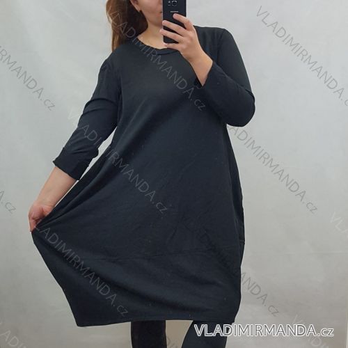 Šaty klasik s dlouhý rukáv dámské  (uni L/XXL) ITALSKÁ MÓDA IM7202381