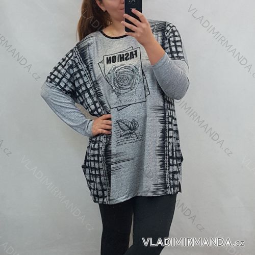 Tunika Tričko dlouhý rukáv dámská nadrozměr (uni XL-XXL)Turecká moda TME20109