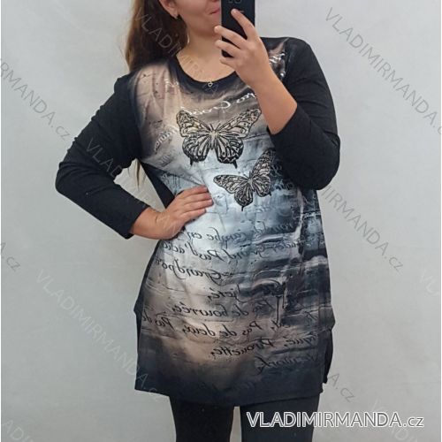 Tunika Tričko dlouhý rukáv dámská nadrozměr (uni XL-XXL)Turecká moda TME20110