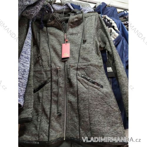 Mikina prodloužená dlouhý rukáv na zip s kapucí dámská (UNI L/XXL) ITALSKÁ MÓDA IM4201228