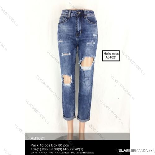 Rifle jeans dlouhé trhané dámské (34-42) HELLO MISS MA520AB1021