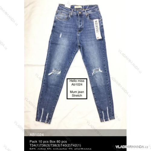 Rifle jeans dlouhé trhané dámské (34-42) HELLO MISS MA520AB1024