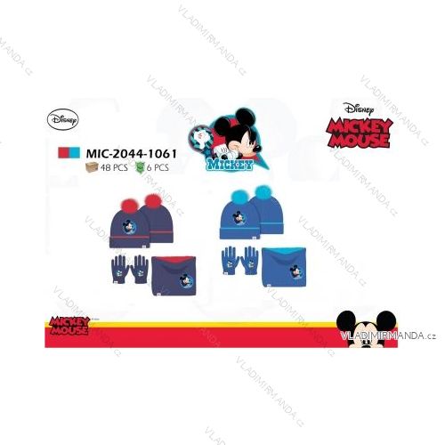 Set čepice, nákrčníku a rukavic detské chlapecké i dívčí mickey mouse (one size) SETINO MIC-2044-1061