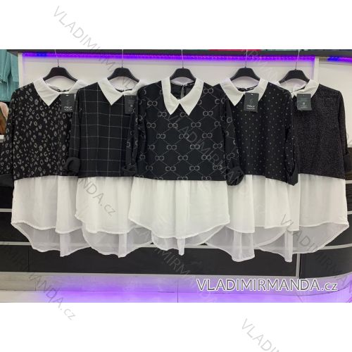 Halenka elegantní dlouhý rukáv dámská (S/M/L ONE SIZE) ITALSKÁ MÓDA IMWD20690