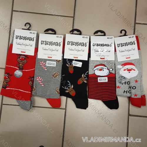 Ponožky Vánoční veselé sob Rudy Santa Claus slabé pánské CRAZY SOCKS (40-43,44-47) POLSKÁ MODA DPP20025