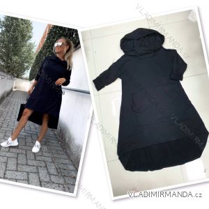 Šaty mikinové s kapucí dlouhý rukáv dámské oversize (M/XXL one size OVERSIZE) ITALSKÁ MÓDA IMWD201536