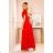 310-2 LIDIA long dress with neckline and frills - red