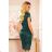 316-3 Lace dress with neckline - green