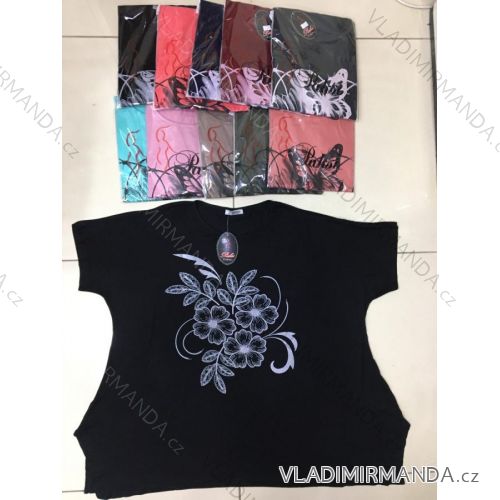 Tričko krátký rukáv dámské nadrozměrné (XL/2XL ONE SIZE) TURECKÁ MODA TM921072