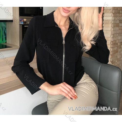 Halenka elegantní dlouhý rukáv na zip dámská (S/M ONE SIZE) ITALSKÁ MÓDA IMWK21012