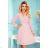 313-4 ISABELLE Pleated dress with neckline and long sleeve - powder pink