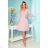 313-4 ISABELLE Pleated dress with neckline and long sleeve - powder pink