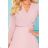 313-4 ISABELLE Pleated dress with neckline and long sleeve - powder pink