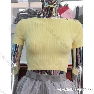 Tričko crop top krátký rukáv dámské (S/M ONE SIZE) ITALSKÁ MÓDA IMWD211999