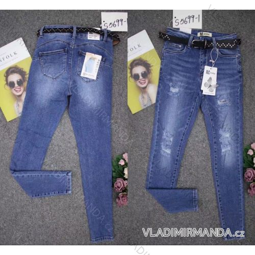 Kalhoty rifle jeans s páskem dlouhé trhané dámské (XS-XL) M.SARA MRS21S5699-1