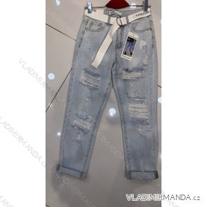 Kalhoty rifle jeans s páskem dlouhé trhané dámské (XS-XL) M.SARA MRS213717