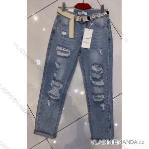 Kalhoty rifle jeans s páskem dlouhé trhané dámské (XS-XL) M.SARA MRS213718