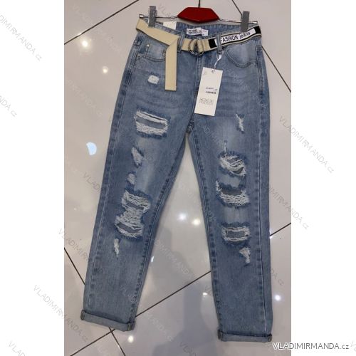 Kalhoty rifle jeans s páskem dlouhé trhané dámské (XS-XL) M.SARA MRS213718