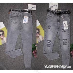 Kalhoty rifle jeans s páskem dlouhé trhané dámské (XS-XL) M.SARA MRS21S5699-B